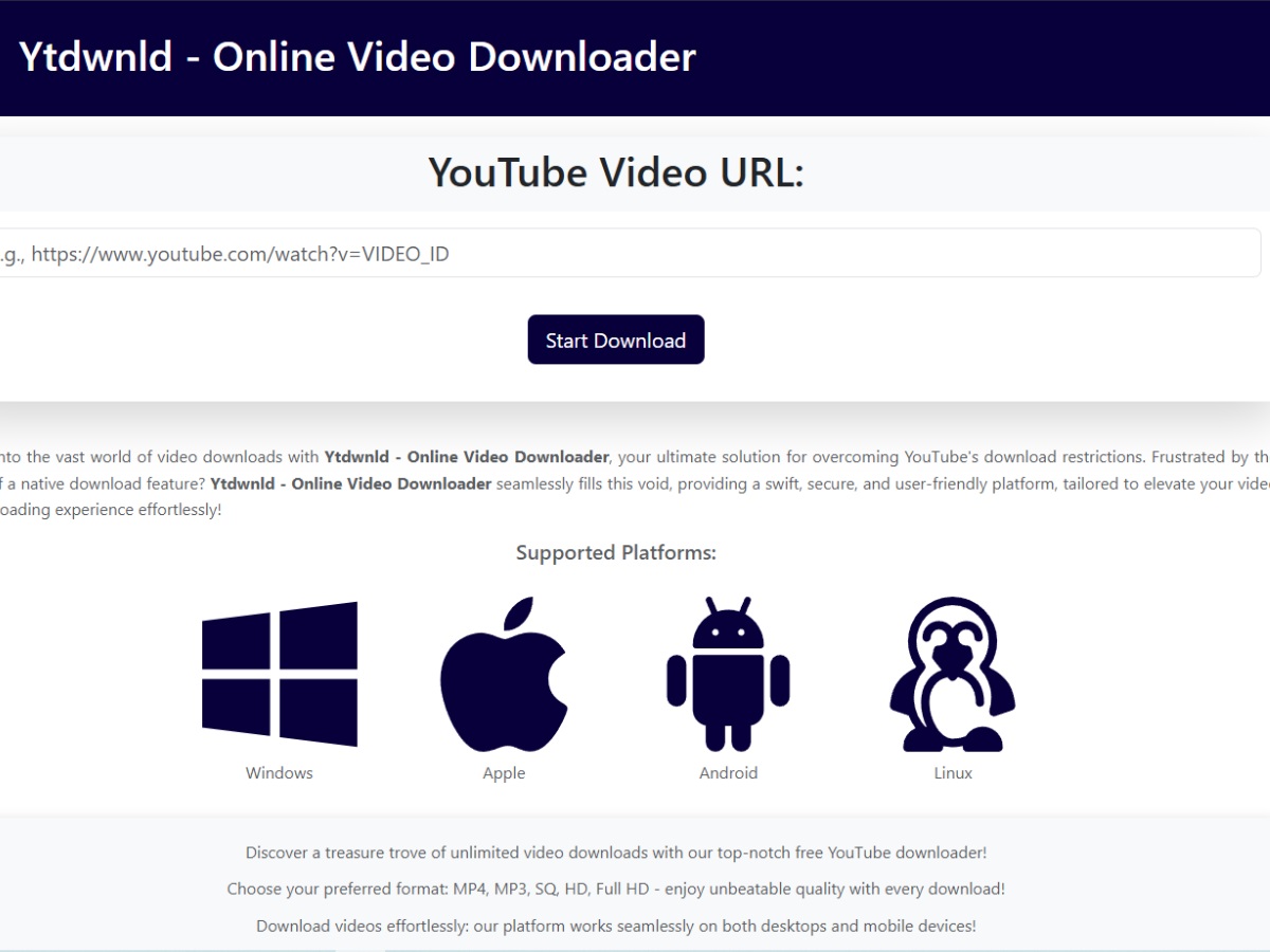 YouTube Video Downloader Website